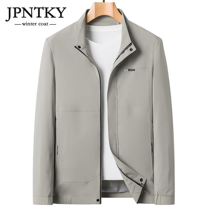 

JPNTKY Новая мужская куртка на весну и осень, деловая повседневная повседневная куртка с коротким воротником-стойкой, модная простая куртка для молодых мужчин