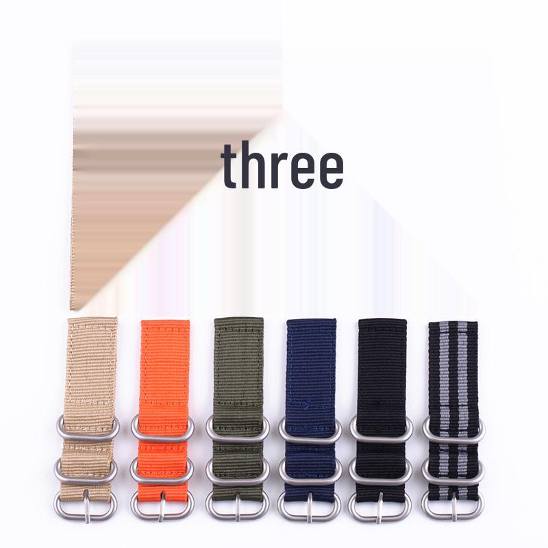 Black Buckle NATO Two-Piece Nylon Watch Strap, Long & Short, Frosted Sandblasted, 18-24mm