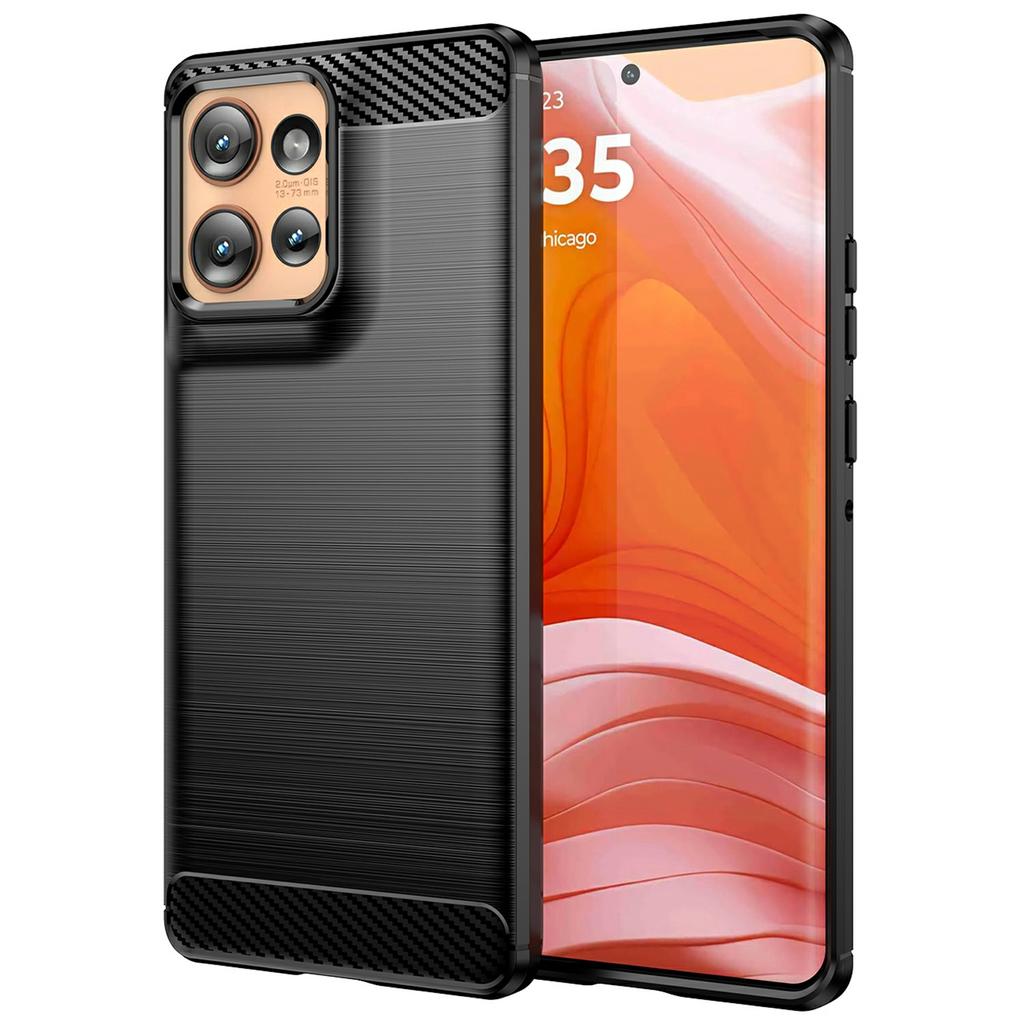 For Motorola Edge 50 5G Case Carbon Fiber Texture TPU Brushed Phone Cover
