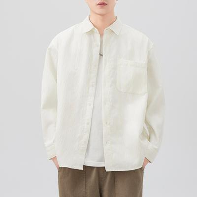 Neues Frühling Japanisches Retro Herren Lockeres Hemd Gestreiftes Casual Amerikanisches Hemd Jacke