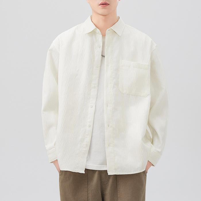 

Новая весенняя японская ретро мужская рубашка свободного кроя в полоску, повседневная американская рубашка-куртка 4XL