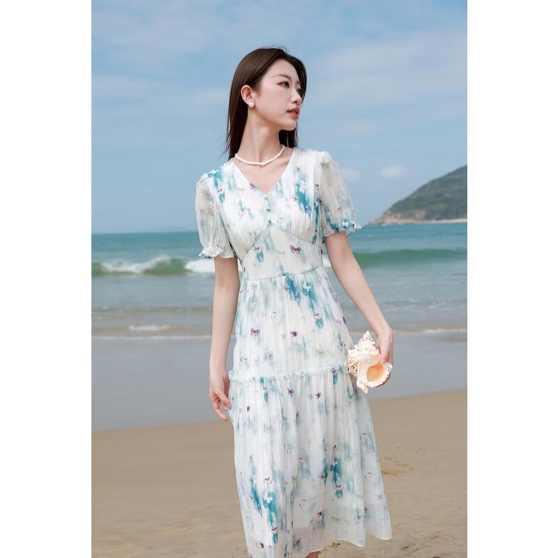 

Sancai Women s 2025 Summer V-Neck Printed Plus Size Dress 2XL 175/100B