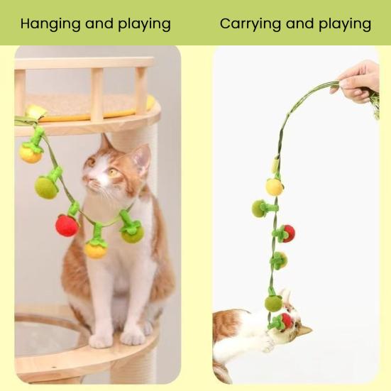 Fruit-Shaped Catnip Toy String Interactive Cat Toy Cat Teaser String with Bell Soft Tomatoes Cat Chew Toy for Indoor Cats Play And Exercise
