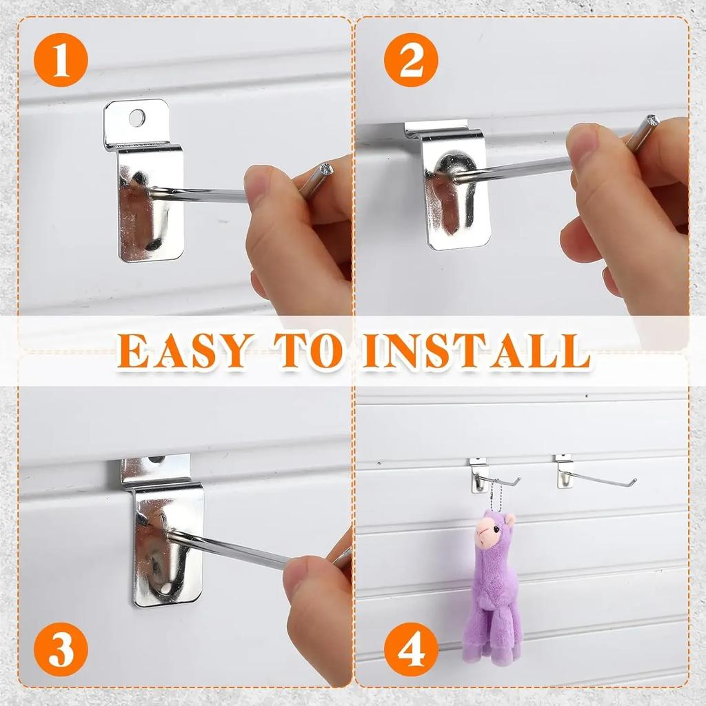 100PC Supermarket Shelf Slot Plate Hook Jewelry Display Shelf Accessories Single Line Hooks Slot Plate Hooks Metal Display Hooks