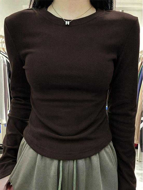 

Жіночий високоякісний топ з начосом, німецький оксамит, приталений, з довгим рукавом, для осені/зими 2024 L кавовий