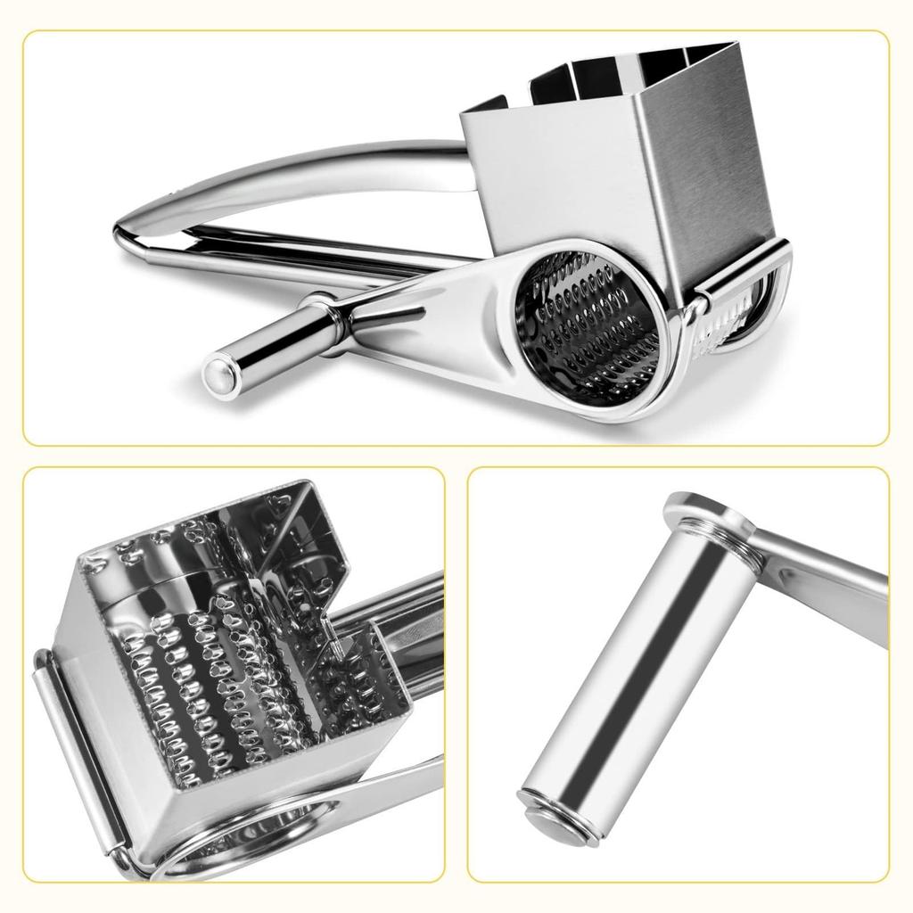 1/4 Stück Rotationsreibe Multifunktional Edelstahl Trommelklingen Manuell Handgehalten Butter Ingwer Hobel für Küchenhelfer