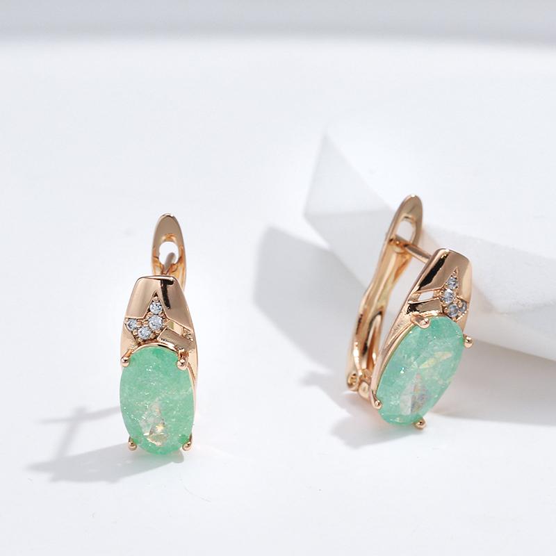 New Emerald Oval Cut Zircon With  Rose Gold Drop Earrings Luxury Women All Matching Daily Jewelry  New Best Design