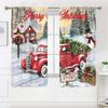 2 Stück, Fröhliche Weihnachten roter LKW Vorhänge -30% Verdunkelung - geeignet für Wohnzimmer, Schlafzimmer, Küche, Heimdekoration
