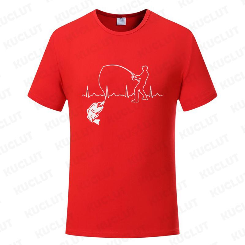 Fashion Fishing ECG T-shirt for Men Funny Design Graphic Y2k Tops Summer Short Sleeve Tees Gift for Fishing Lover Clothing