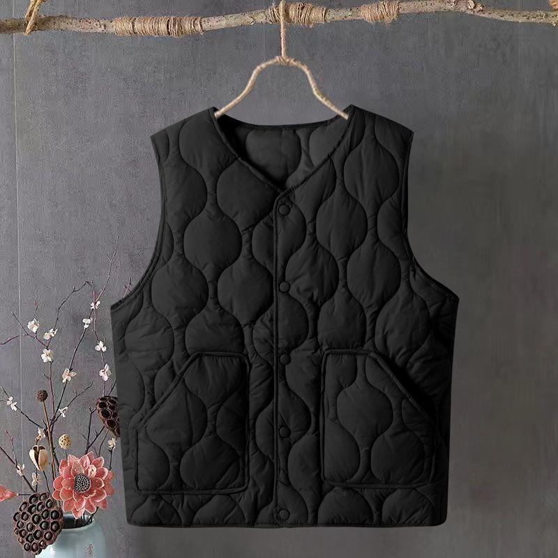 Leichte Herbst-Winter-Weste in Übergröße für Damen - Warmer, lockerer ärmelloser Cardigan für die mittlere und ältere Generation