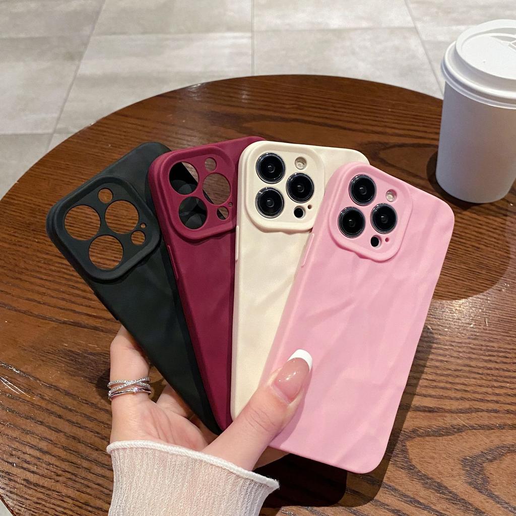 Simple Solid Color Matte Wrinkled Soft Shell Suitable for IPhone16 Mobile Phone Case Apple 15 Protective Case 14 13 Full Package
