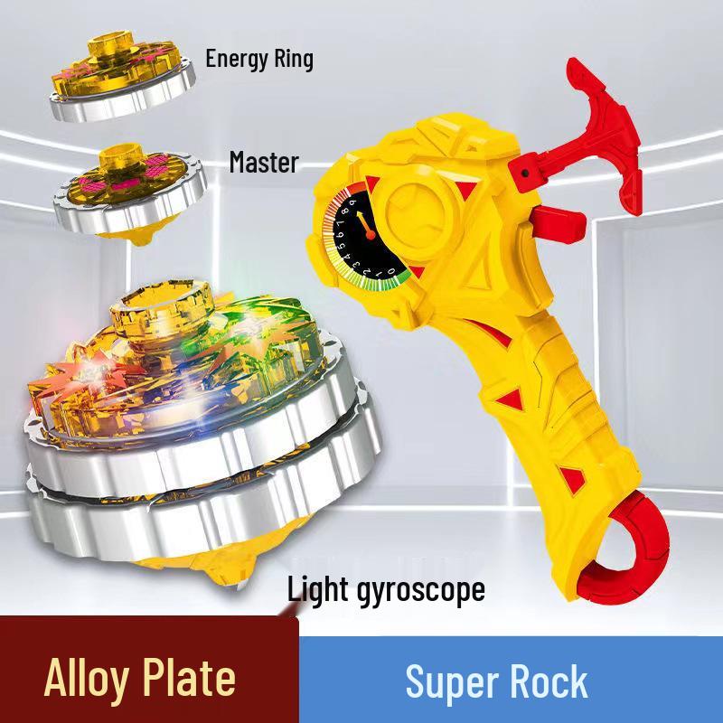 Free Shipping Dual Alloy Burst Gyro Toy - Magic Light Pull String Battle Gyro