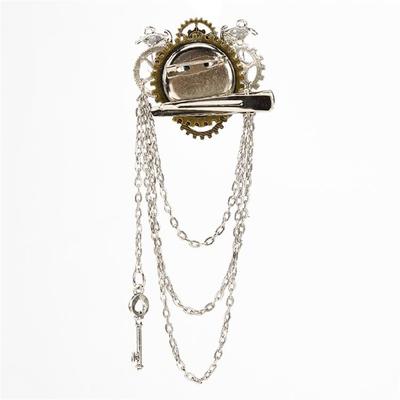 Adjustable Hair Clip Convertible To Brooch Intricate Brass Wing Gear Embellishments Delicate Design