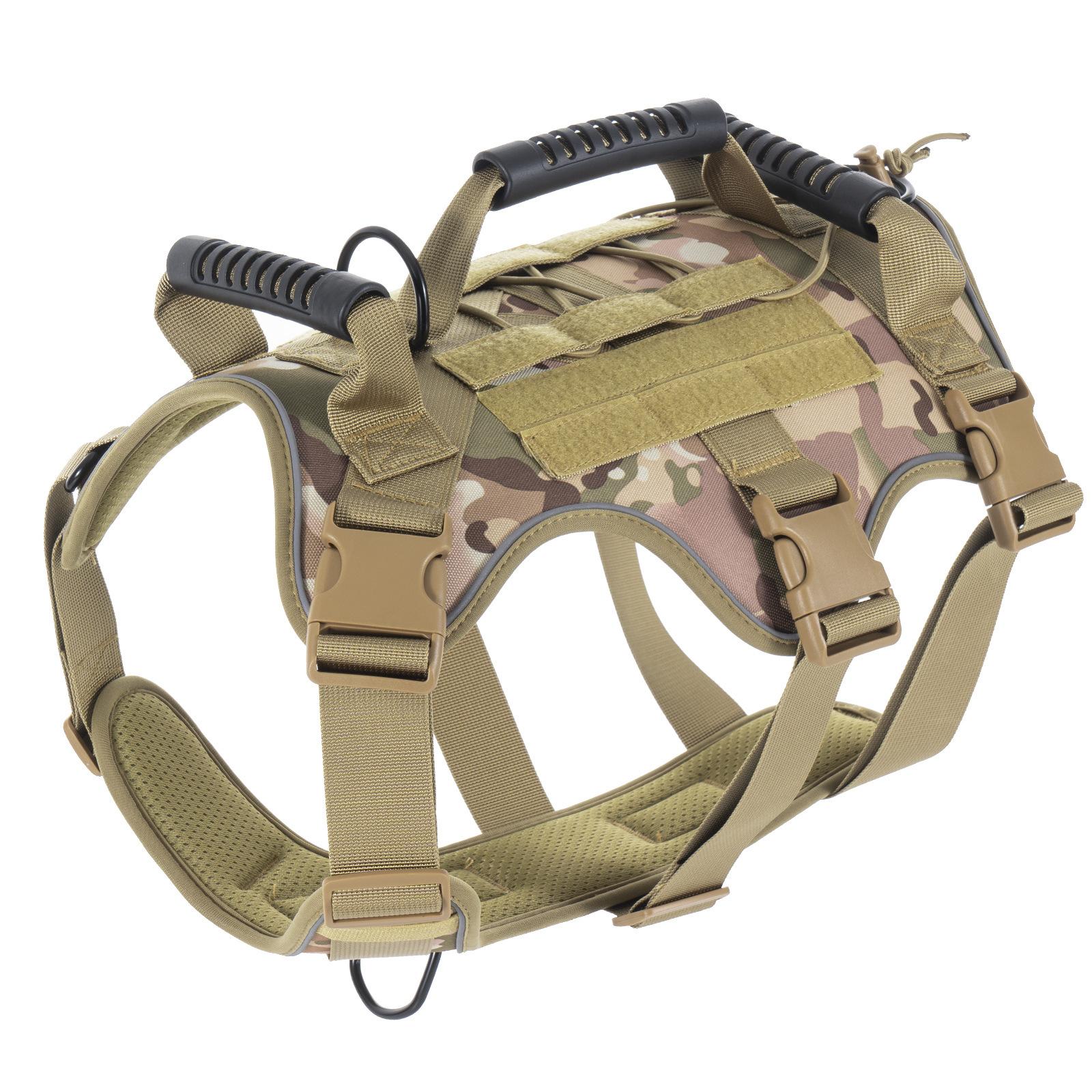 

Tactical Dog Harness for Large Dogs, Adjustable Reflective Military Shepherd Big Size Dog Vest for Walking, Training, Hunting M камуфляжний