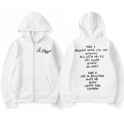 Rapper Lil Peep Tour Print Zipper Hoodies Men's Women Trend Fashion Zip Up Sweatshirts Hip Hop Vintage Oversized Zip