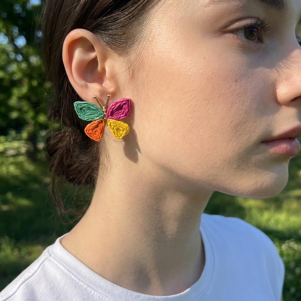 

Women s Earrings Colorful Woven Butterfly Earrings Dopamine Bohemian Niche Style Earrings 1