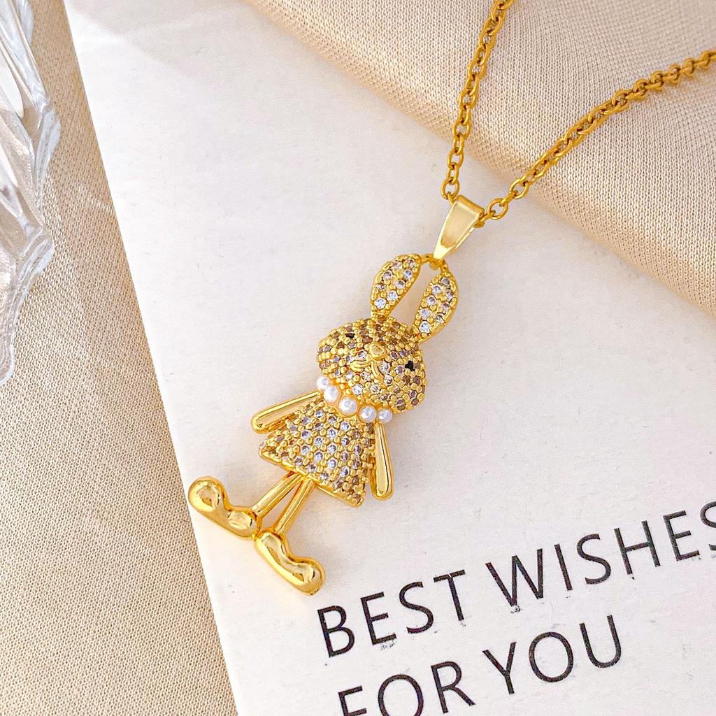 Necklace Cartoon Cute Rabbit Zircon Necklace Accessories Women's Simple Small Fresh Design Sense Fashion Versatile Collarbone Chain
