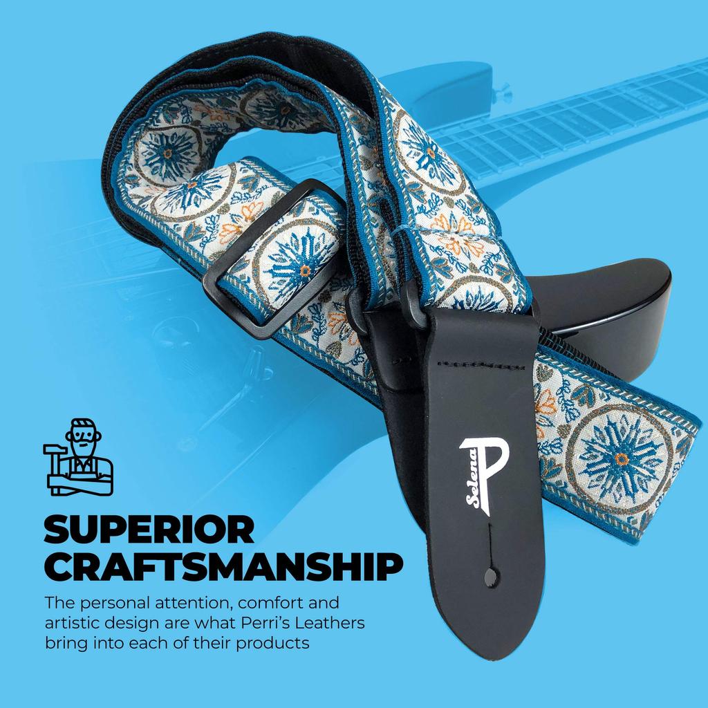 Mandala Blue Jacquard Guitar Hope Jacquard Blue Mandala Perri's TWS-6806 Strap,