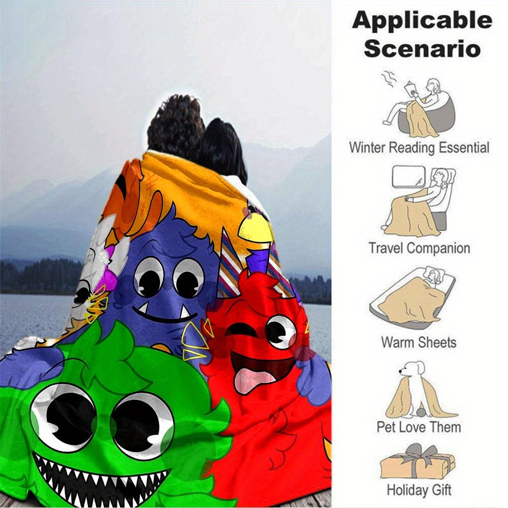 1pc Colorful,Monsters,Fun Digital Printed Flannel Blanket, Super Soft Plush Fleece Bed Cover, Multipurpose Four Seasons Hypoallergenic Quilt