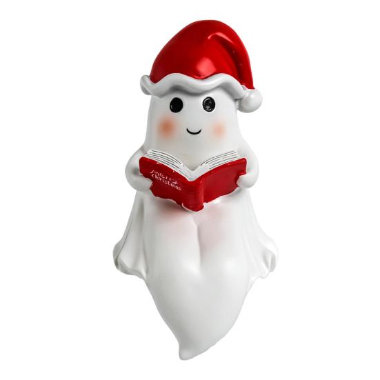 

Cute Ghost Reading Book Lamp Christmas Bedroom Light with Red Hat Lightweight Halloween Home Decoration Ghost