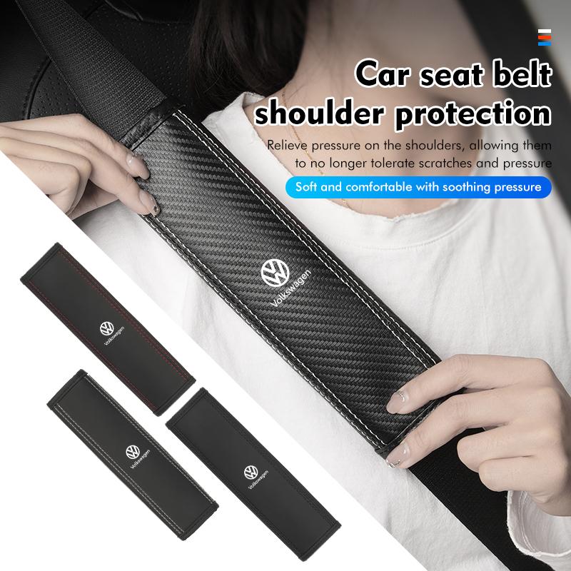 XYZ1 Leather Seat Belt Shoulder Cover Trim Edge Three Color Anti‑Scratch For Volkswagen VW Scirocco Passat Polo B5 B6 B7 CC Tiguan