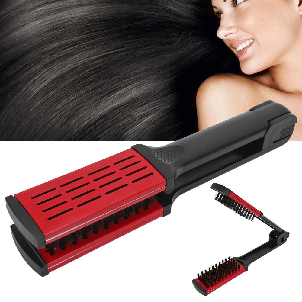 Heat Resistant Hair Straightener Brush Anti Static Double Sided Brush Straightening Comb  For Home