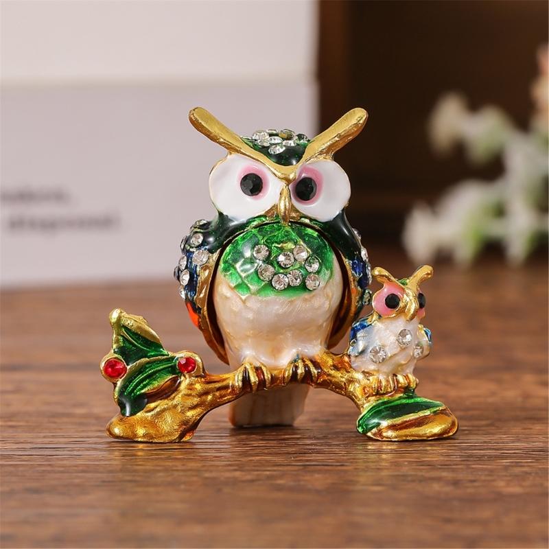 Stylish Owl Shaped Jewelry Organizers Compact Decorative Storage Box For Earrings Necklaces Rings