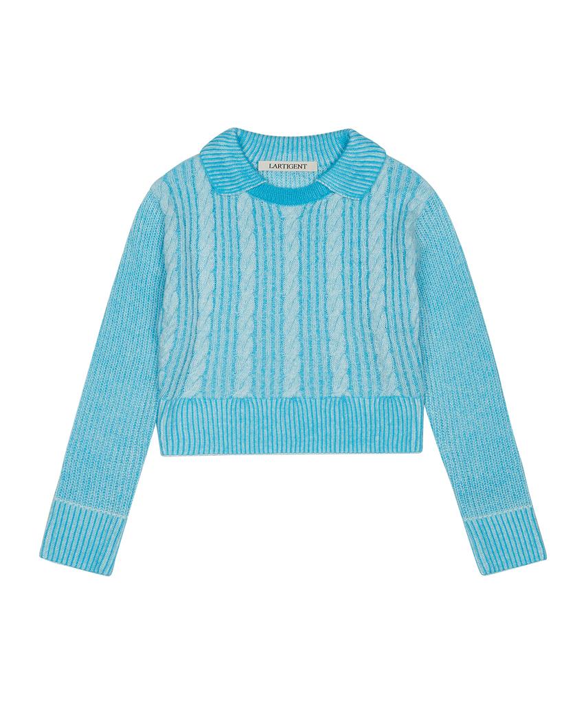 LARTIGENT Lk Cable Collar Knit(Sky Blue)