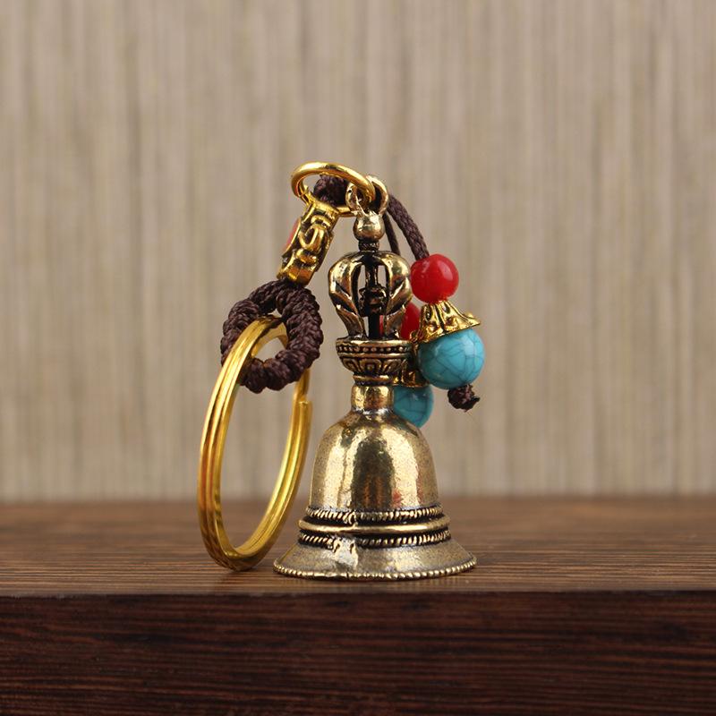 Vintage Vintage Brass Bell Wings Decoration Guardian Bell Keychain Angel Relief Hanging Decor