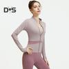 Women's Workout Jacket Full Zip Up Cropped Yoga Jacket Long Sleeve Slim Fit Athletic Top Running Track Sportwear for Fitness