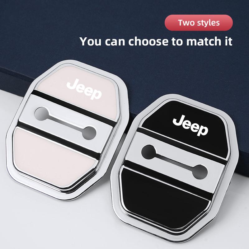 4Pc Silicone Car Door Lock Buckle Protector Cover For Jeep Grand Cherokee Wrangler JK Gladiator Compass Renegade Avenger Sticker