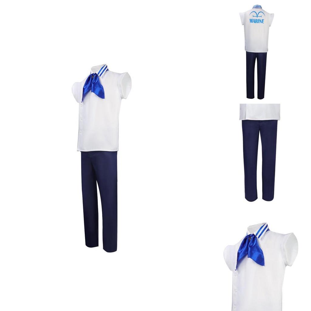 One Piece Marine Soldier Uniform Cosplay Costume White Polyester Material