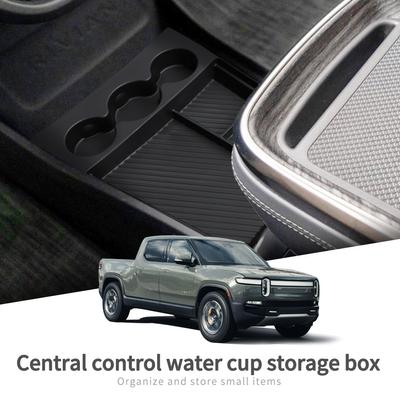 Para RIVIAN R1T Caja de Almacenamiento Consola Central TPE Organizador de Bandeja de Capa Inferior Central para Coche Accesorios de Ordenación