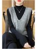 Kašmírová pletená vesta s výstřihem do V: Volný střih, Bez rukávů, Jednoduchý pulovr