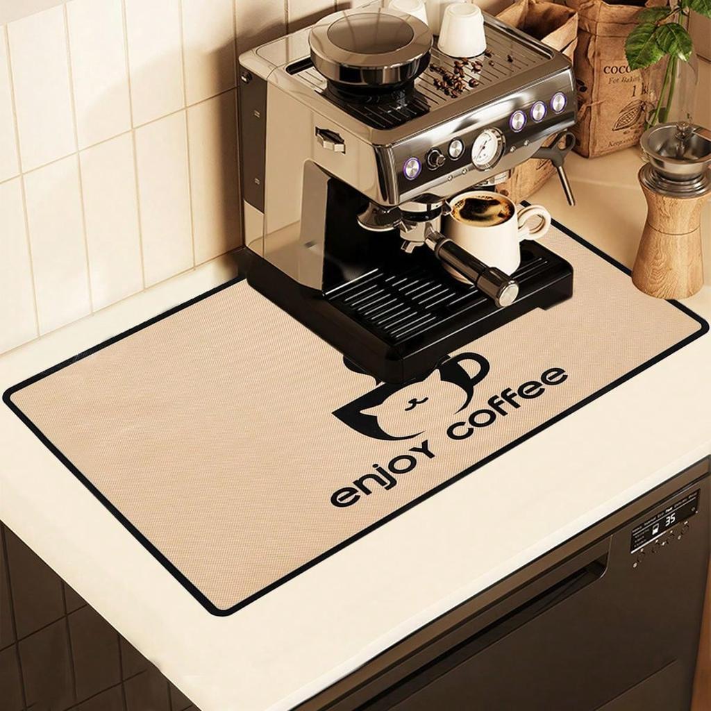 Leeseph Coffee Mat Waterproof Silicone Dish Drying Mat Quick Dry Coffee Mat, Coffee Bar Accessories Fit Under Coffee Pot