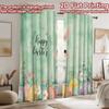 2D Flat Printing 2pcs Window Treatment Curtains Easter Bunny Flowers Eggs Digital Printed Polyester Drapes Birthday Party for