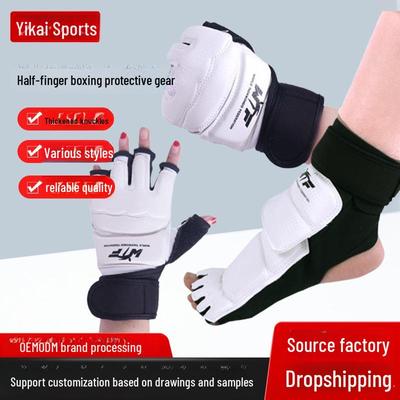 Cross-Border Martial Arts Protective Gear: Taekwondo Half-Finger Gloves for Training and Combat.