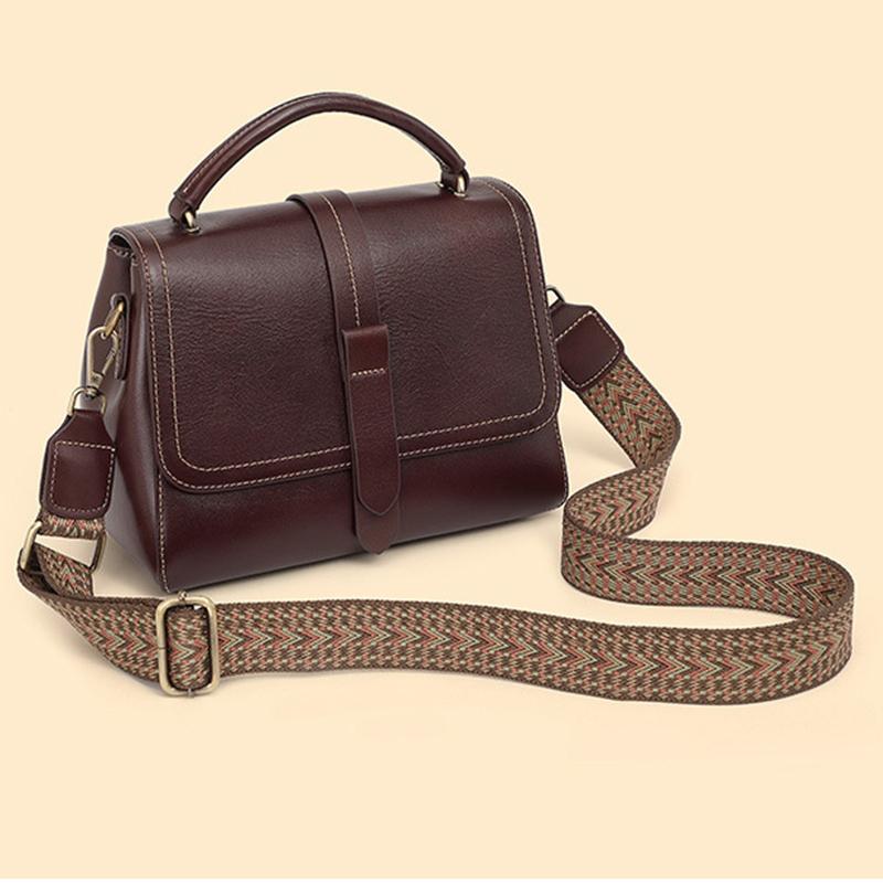 2026 New Fashi Women Cow Leather Shoulder Messenger Bag Large Capacity Daily Versatile Genuine Leather Female Handbag