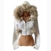 Autumn and Winter Women Hooded Zipper Sweatshirt,fleece Patchwork Warm Top,hip-hop Hot Diamond Decorated Long-sleeved Sweatshirt