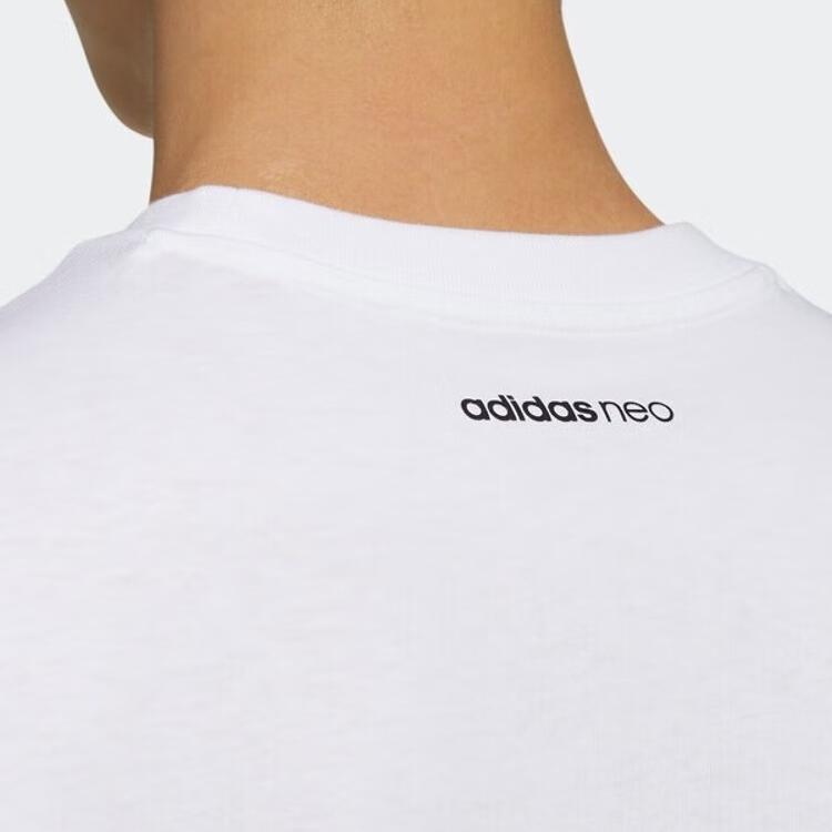 Adidas Neo Logo Print Round Neck Loose T-Shirt Men Tops White H62009