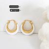Gold-Plated Geometric Hoop Earrings: Black & White Oil Drip, European Retro Style for Women