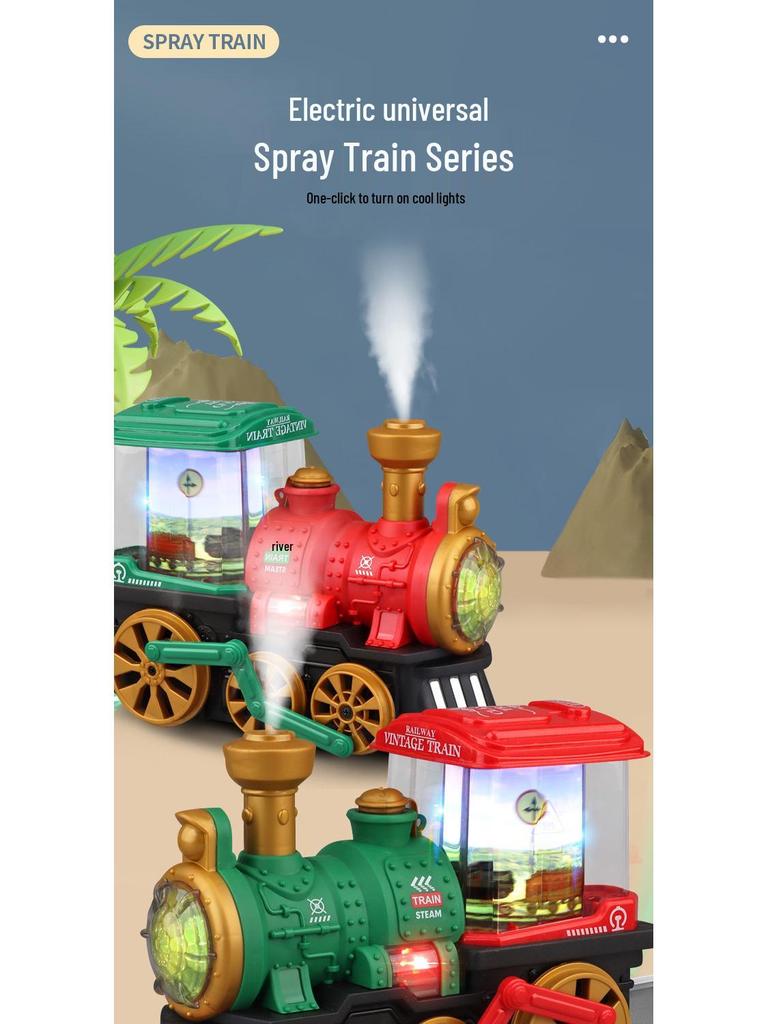 Children's Electric Train with Sound, Light, and Retro Locomotive Spray - Perfect for Festivals and Events