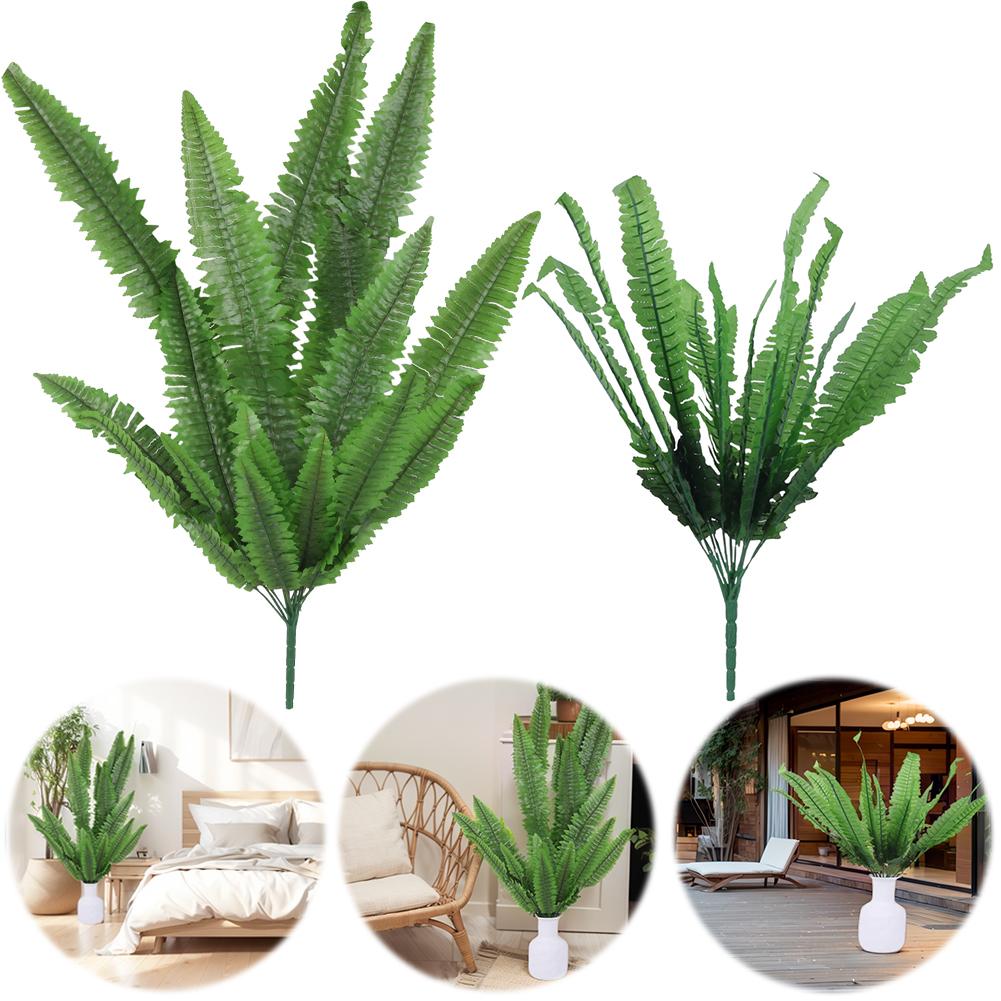 47/90cm Outdoor Faux Ferns UV Resistant Large Artificial Ferns Fake Plants Greenery Artificial Boston Ferns Outdoor Decor