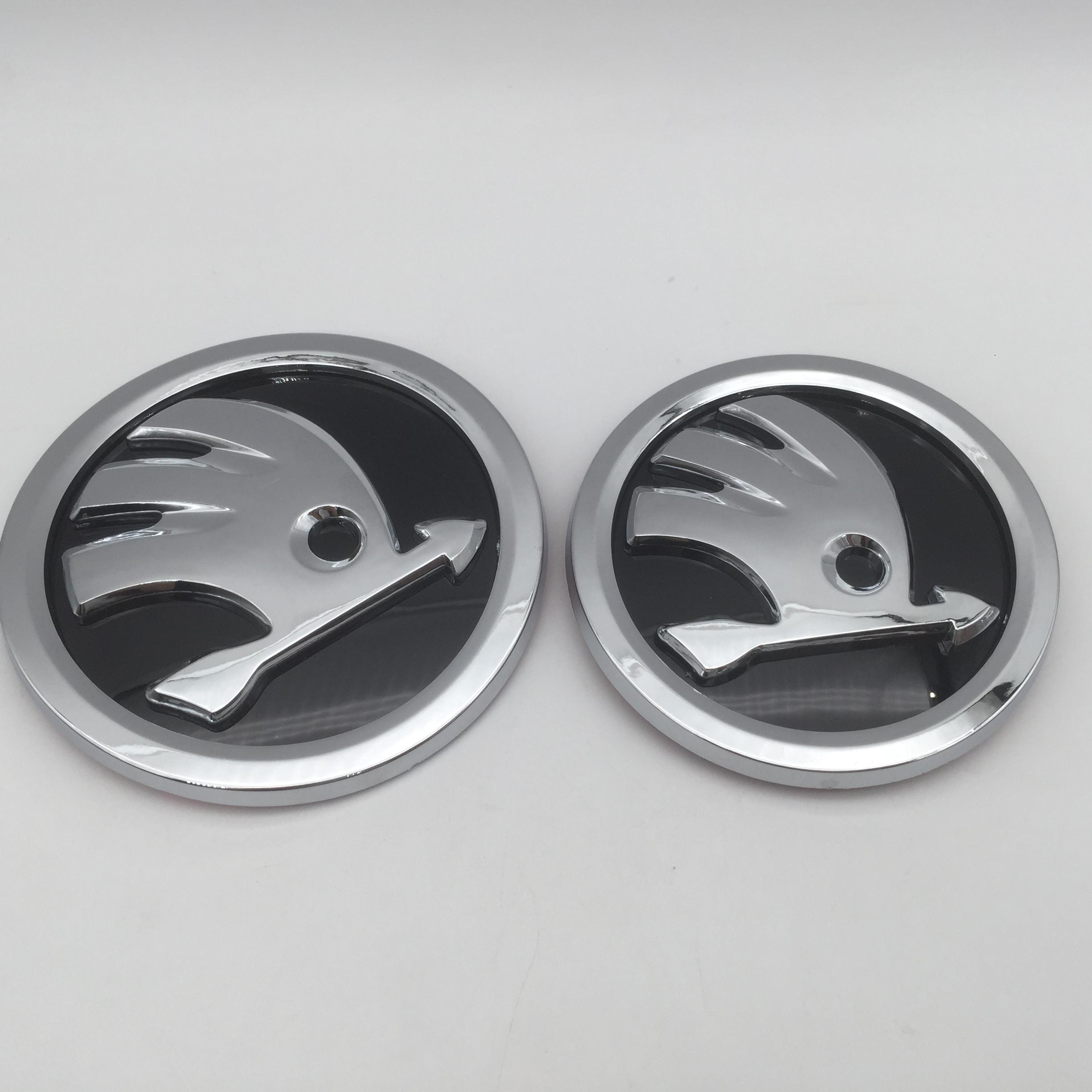 

2025 New 2pcs 90mm 80mm for SKODA Car Front Grille Head Hood Bonnet Emblem Rear Tail Bumper Trunk Sticker Badge Styling Accessor 2pcs 80mm