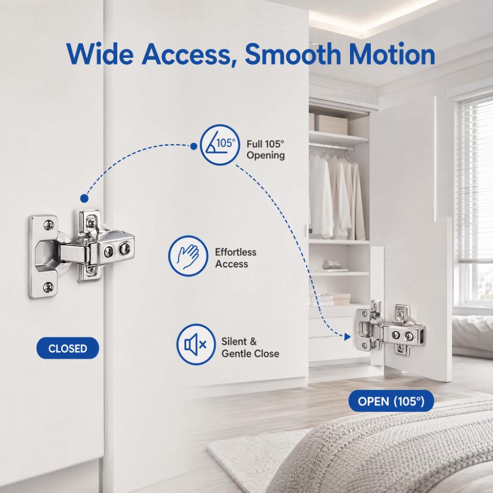 4pcs Adjustable Door Hinges Concealed Soft Close Hinges Heavy Cabinet Hinges  Cupboard