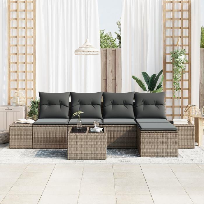 VidaXL Ensemble Canapés 5 pièces avec Coussins Gris Poly Rattan 3347029