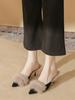 Baotou High Heels Fairy Fluffy Slippers Female Stiletto Mid-heel Half-drag Outer Wear Versatile Internet Celebrity Autumn and Winter Warm Sandals