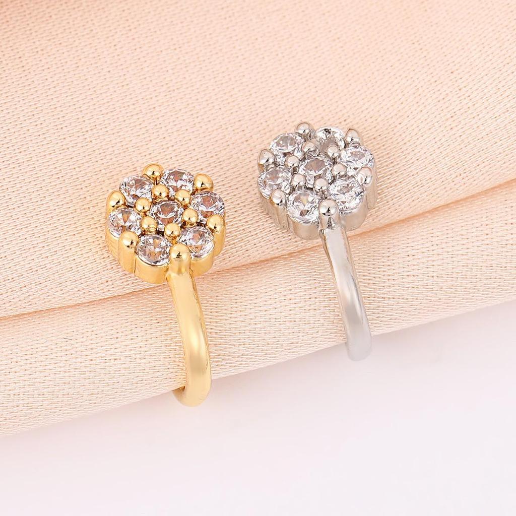 Elegant Zirconia Flower U-Shaped Non-Piercing Nose Clip