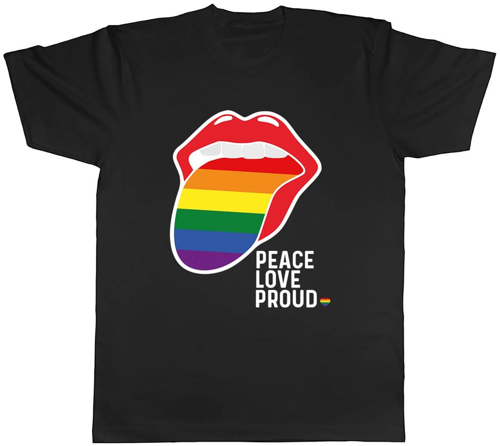 Koszulka męska Pride LGBTQ Pokój Miłość Dumny Tęczowy Język Koszulka Unisex Prezent