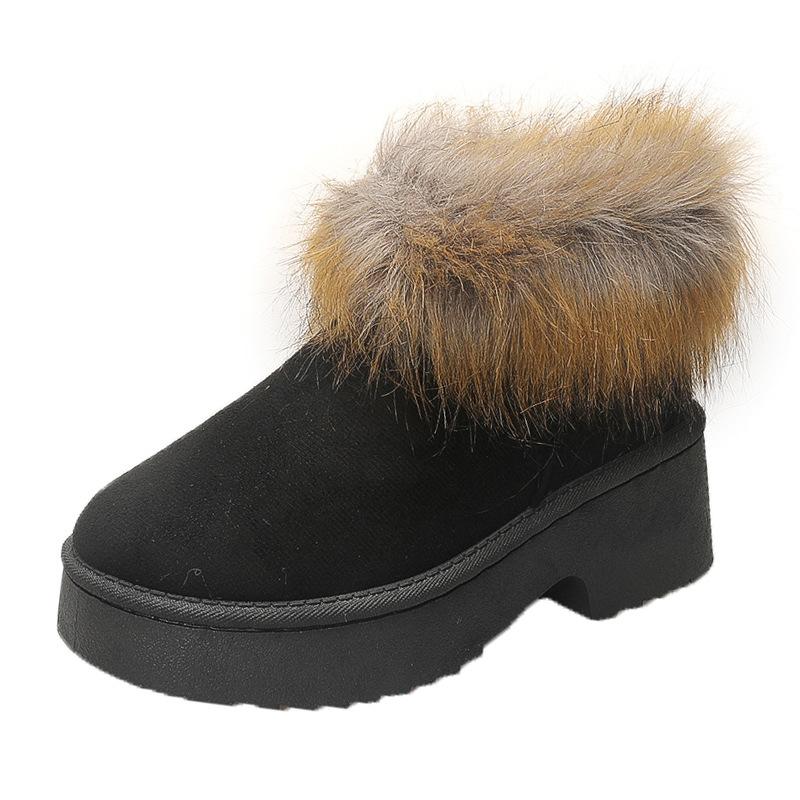

Women s Slip on Cotton Shoes 2026 Winter Thicken Warm Plush Short Boots Comfortable Fashion Height Increase Non Slip Snow Boots 36 чёрный